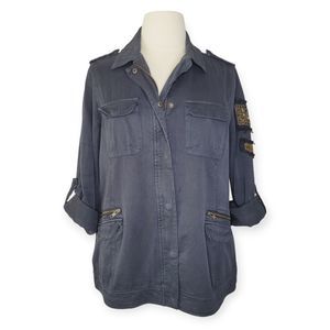 Torrid Black Military Twill Embellished Shacket